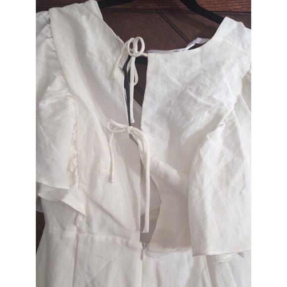 Lulu's Cute Confidence White Ruffled Faux-Wrap Mini Dress Size XL NWT - Picture 8 of 16